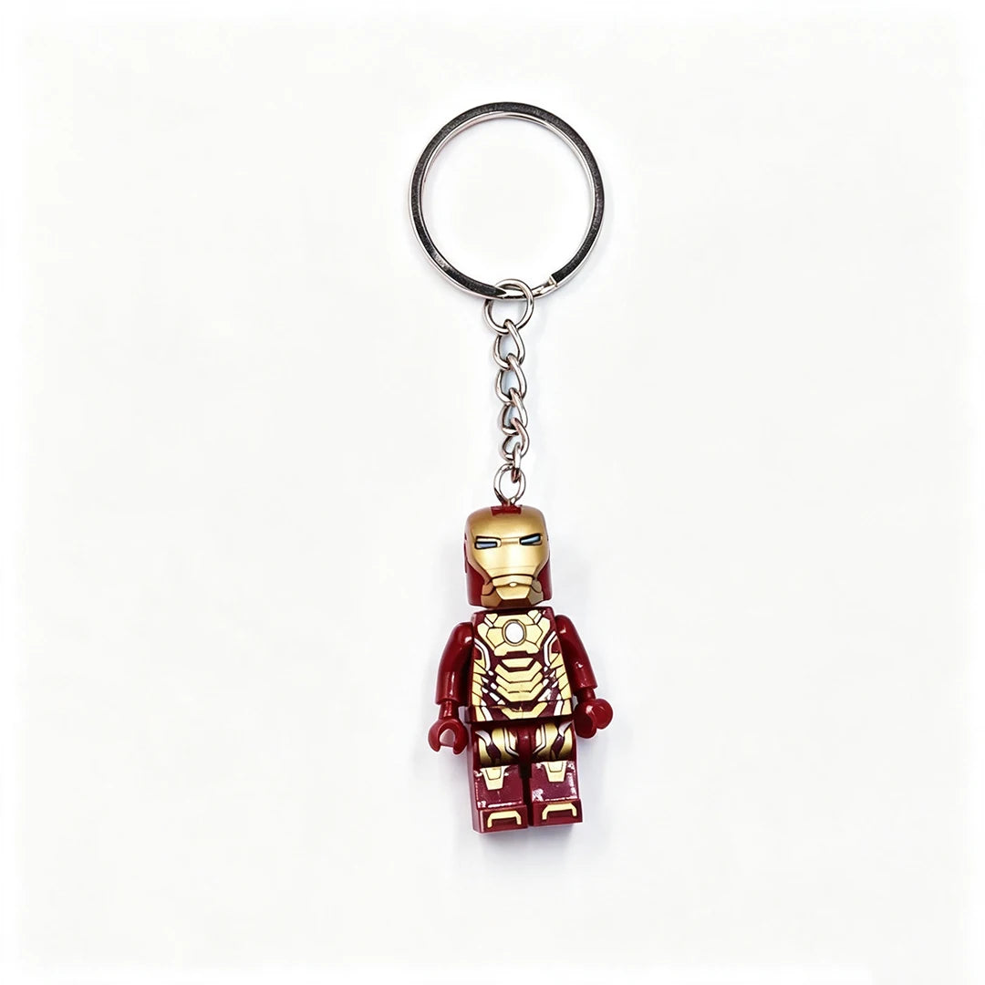 Superhero Building-Block Figure Keychain