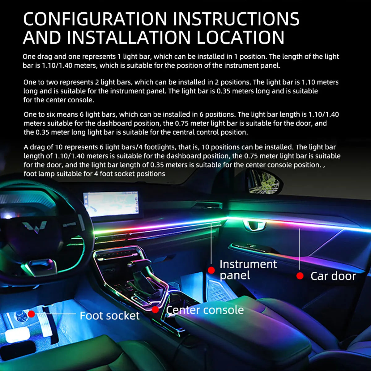 10-in-1 RGB Footwell Ambient Light Kit