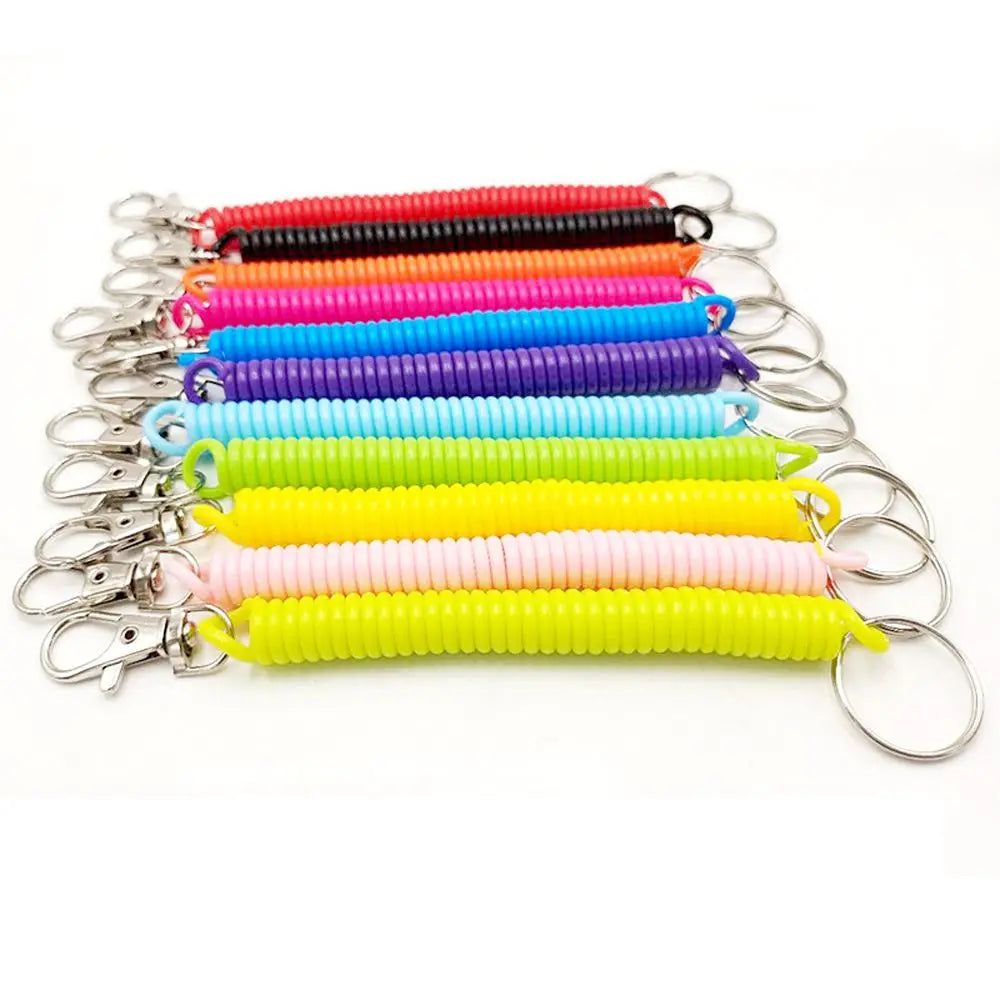 Spiral Stretch Cord Keychain with Carabiner