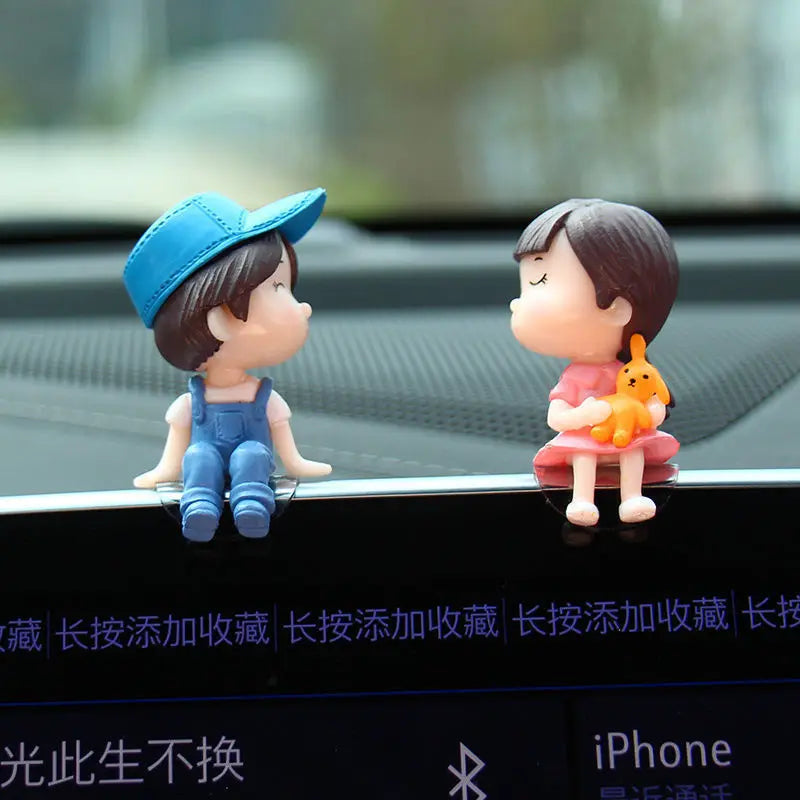 Cartoon Couple Dashboard Figurines