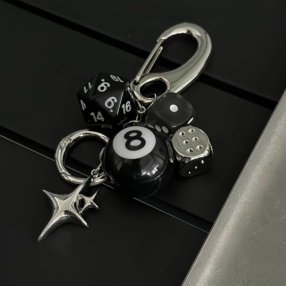 8-Ball & Dice Car Keychain