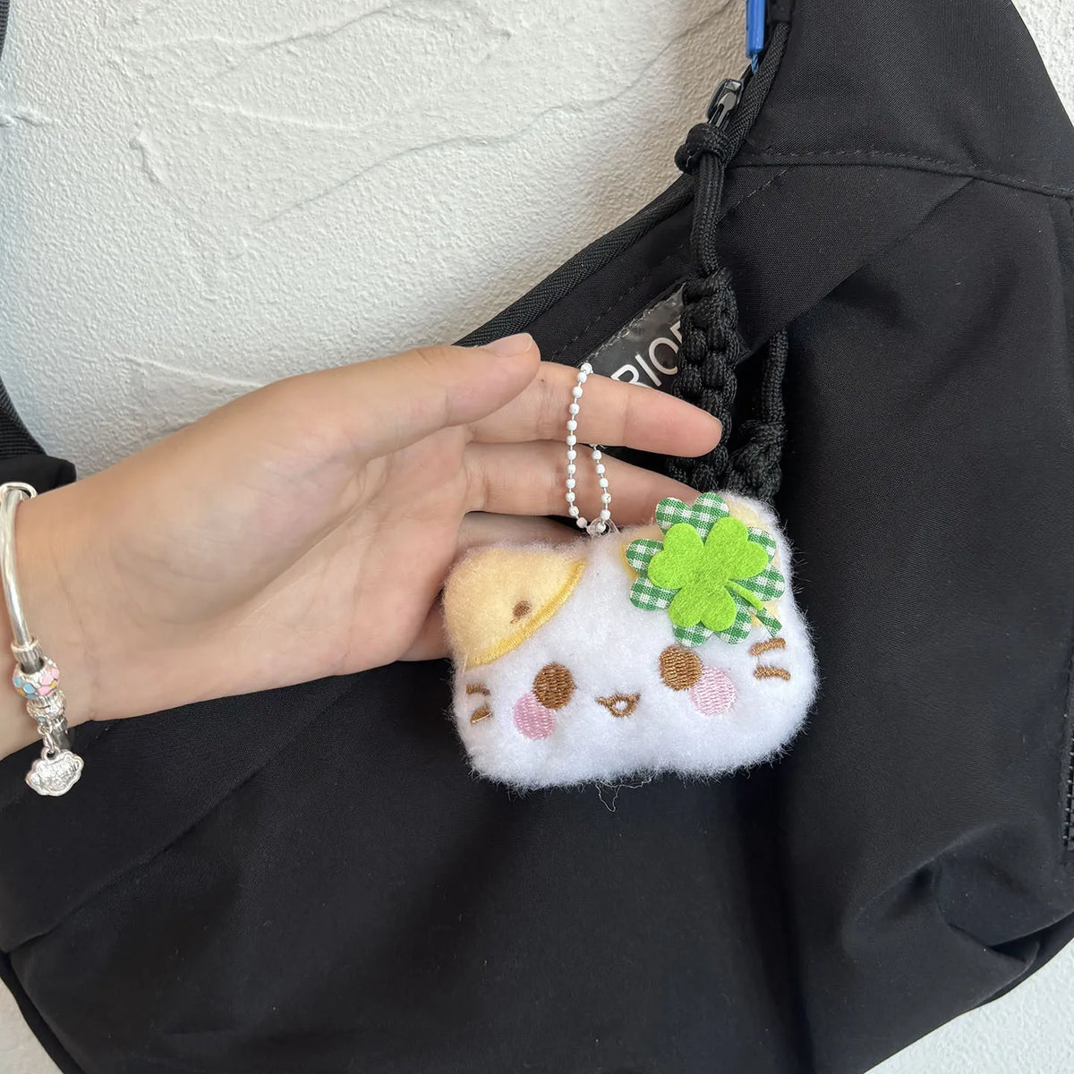 Clover Cat Plush Keychain