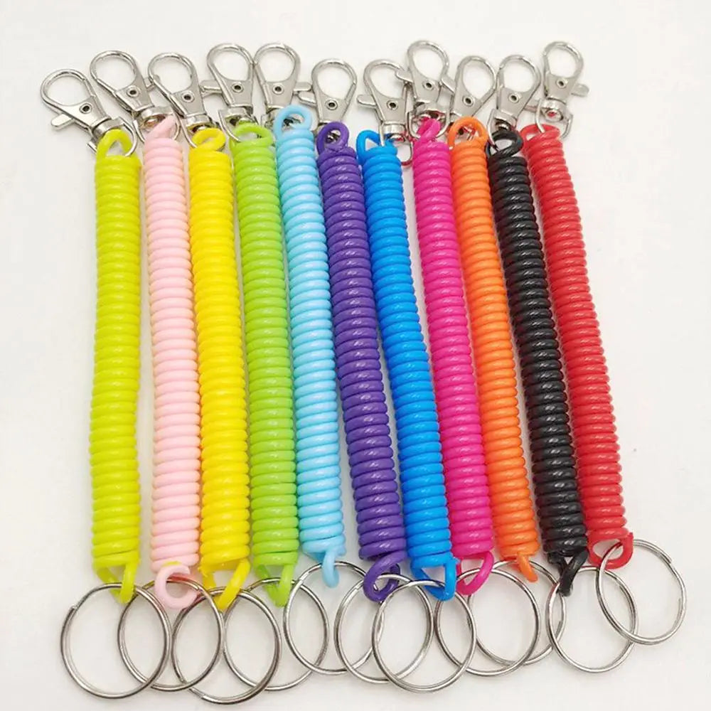Spiral Stretch Cord Keychain with Carabiner