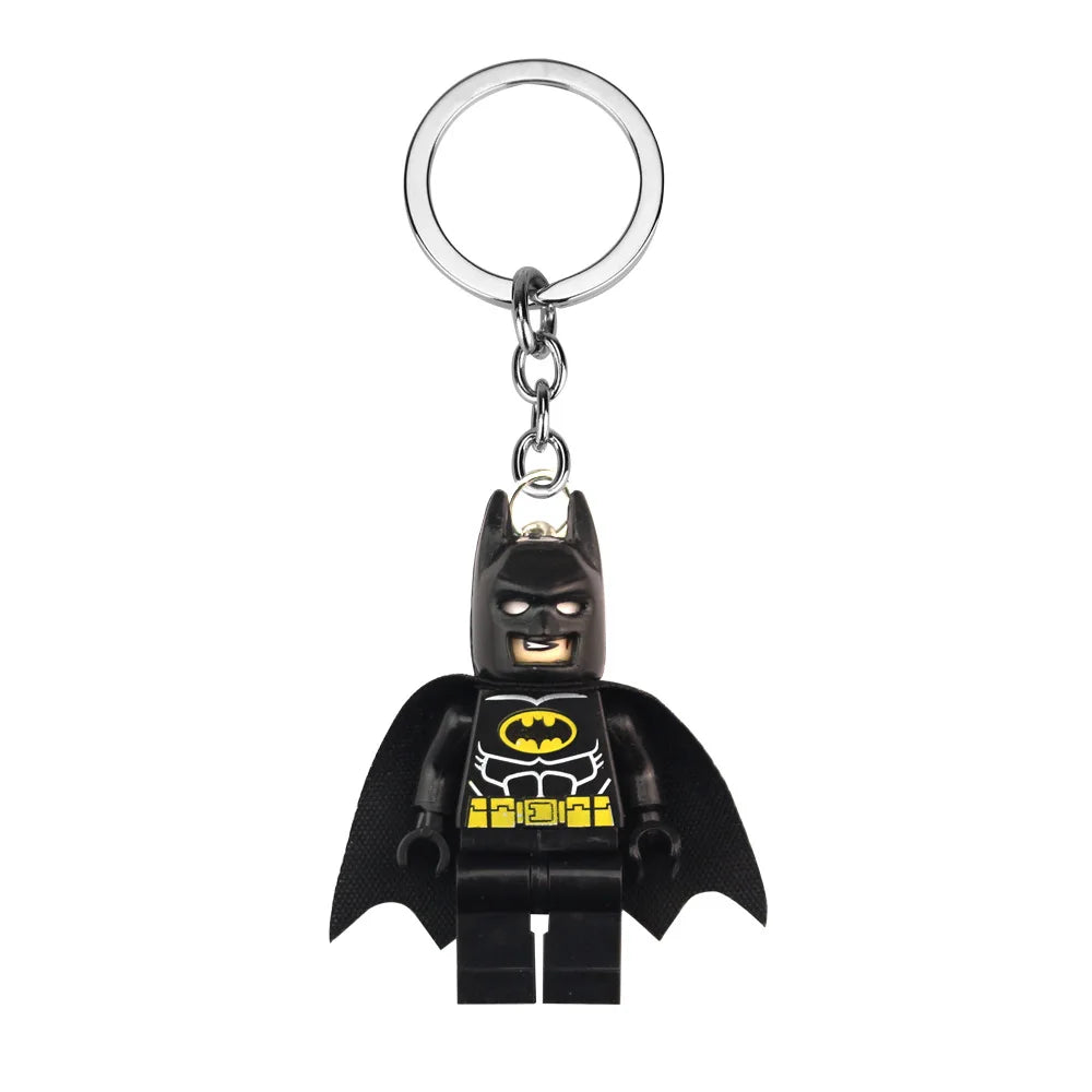 Superhero Building-Block Figure Keychain