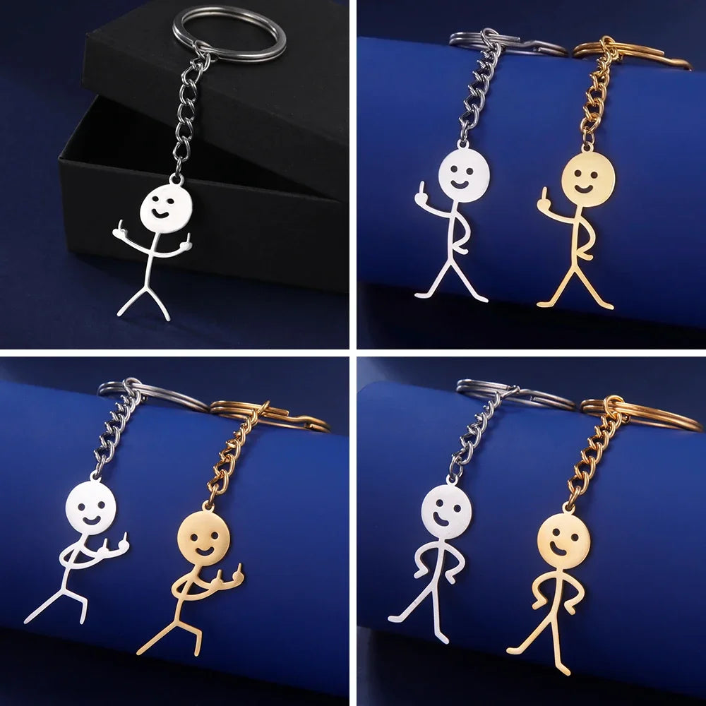 Middle Finger Stickman Keychain