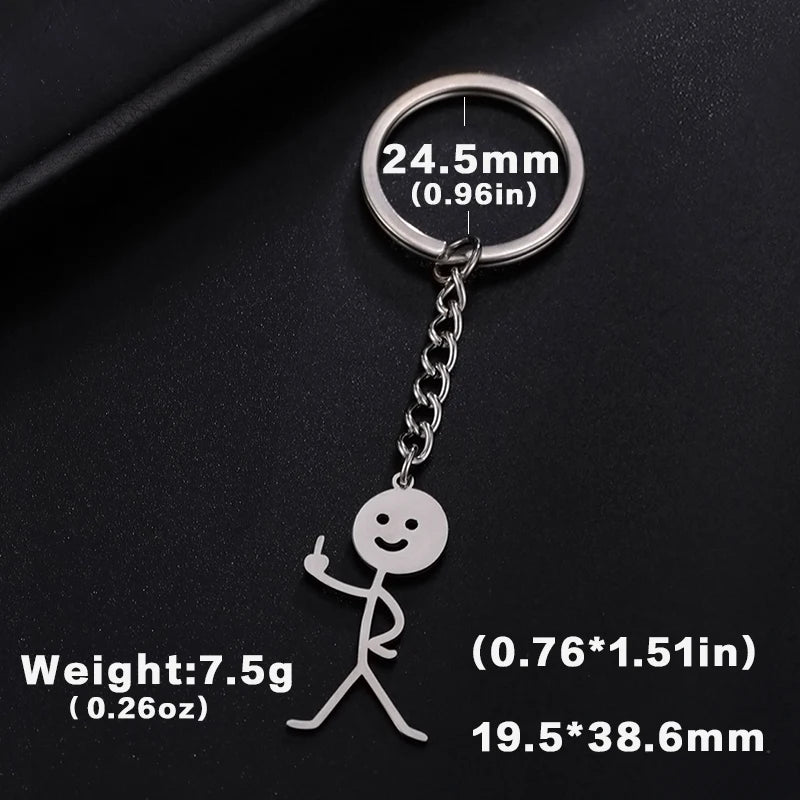 Middle Finger Stickman Keychain