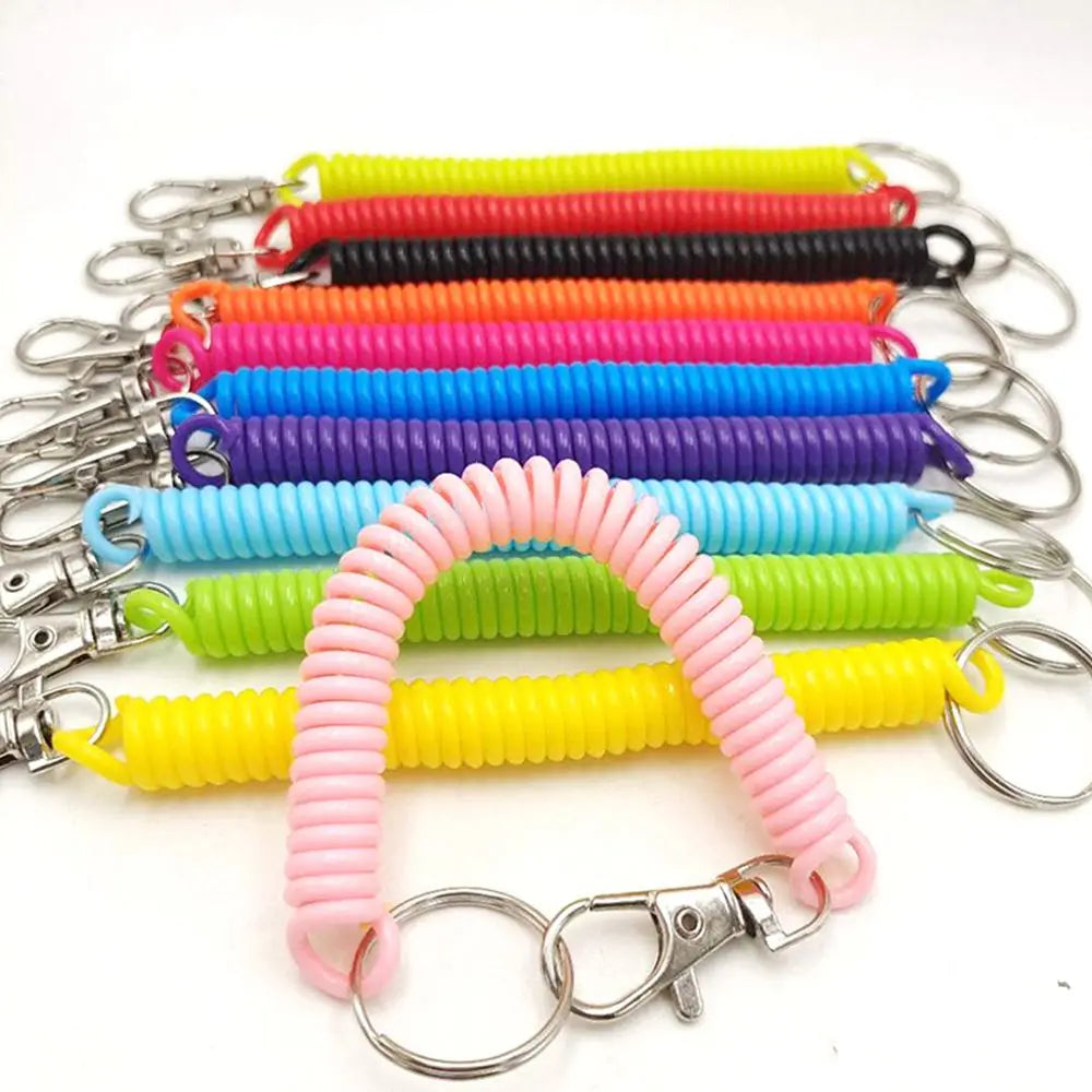 Spiral Stretch Cord Keychain with Carabiner