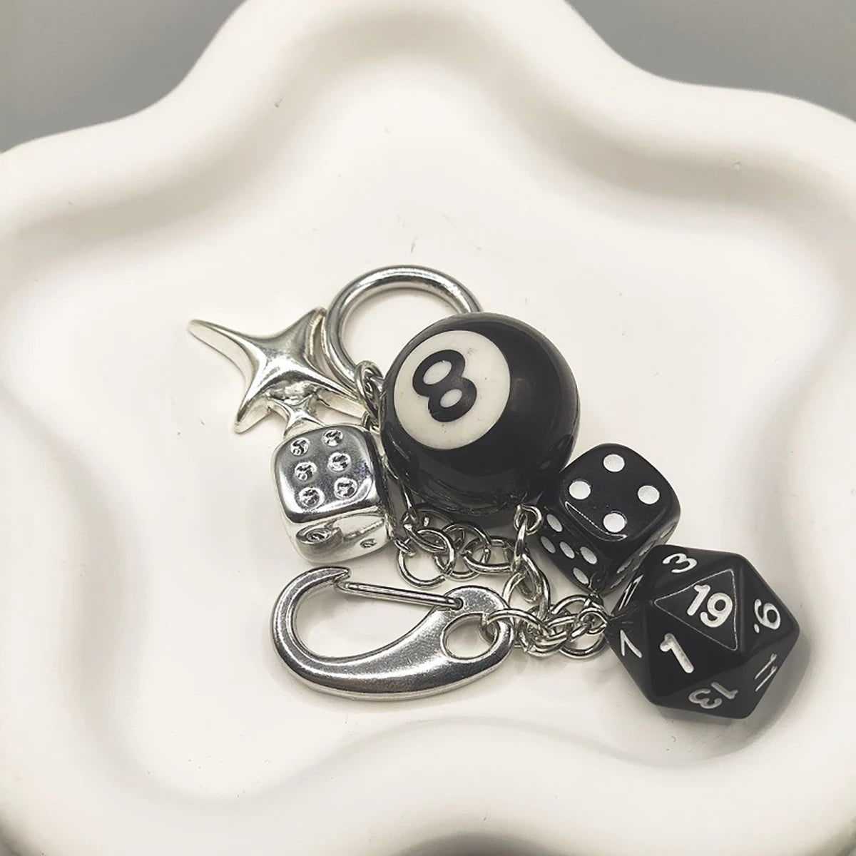 8-Ball & Dice Car Keychain
