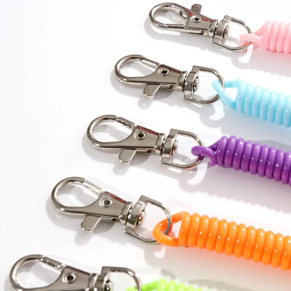 Spiral Stretch Cord Keychain with Carabiner