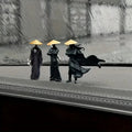 Three mini samurai resin statues for car dashboard