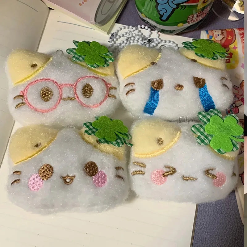 Clover Cat Plush Keychain