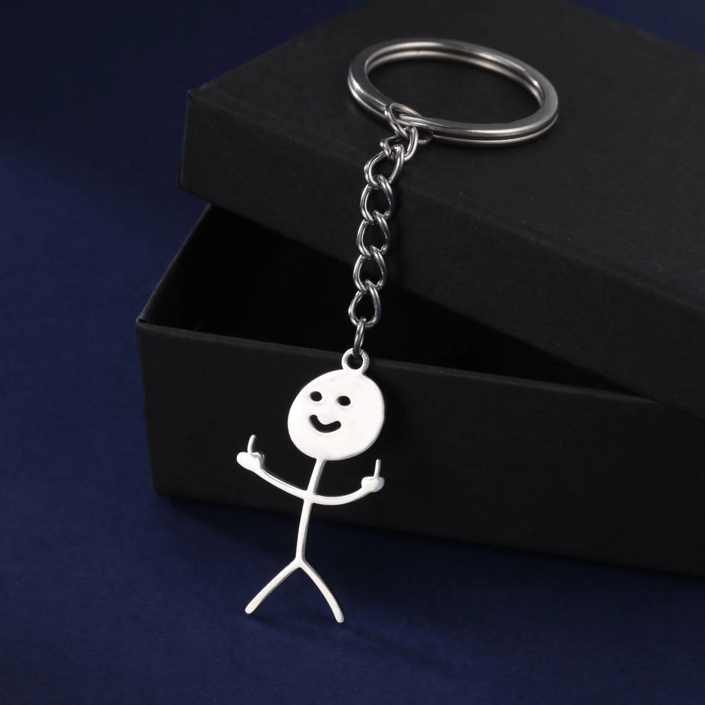 Middle Finger Stickman Keychain