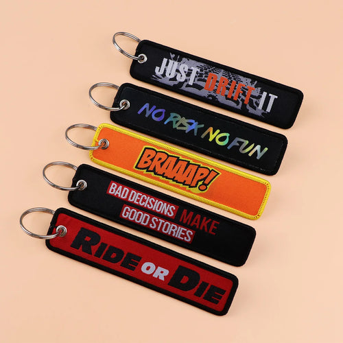 "No Risk No Fun" Embroidered Keychain