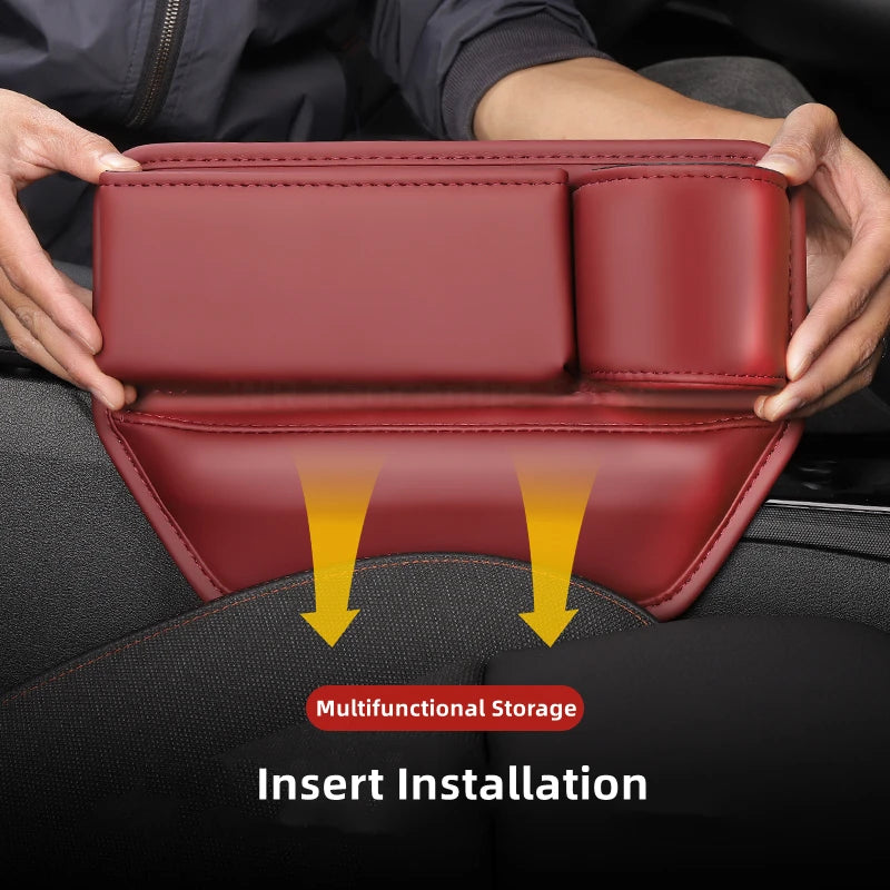 Leather Seat Gap Organizer with Cup Holder