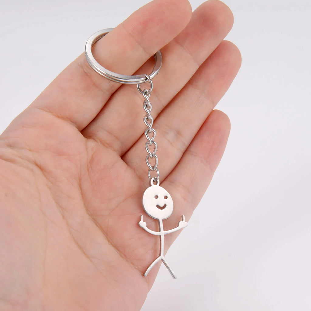 Middle Finger Stickman Keychain