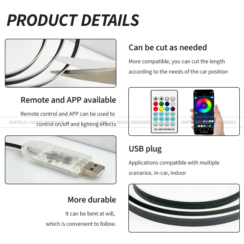 APP-Controlled Ambient Light Strips (110cm)