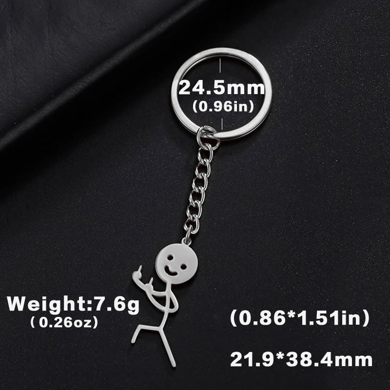 Middle Finger Stickman Keychain