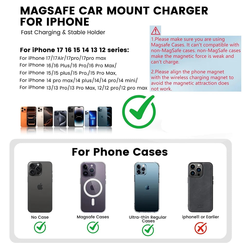 30W Magnetic Wireless Car Charger & Mount