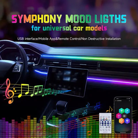 64-Color USB Car Ambient Light Strips