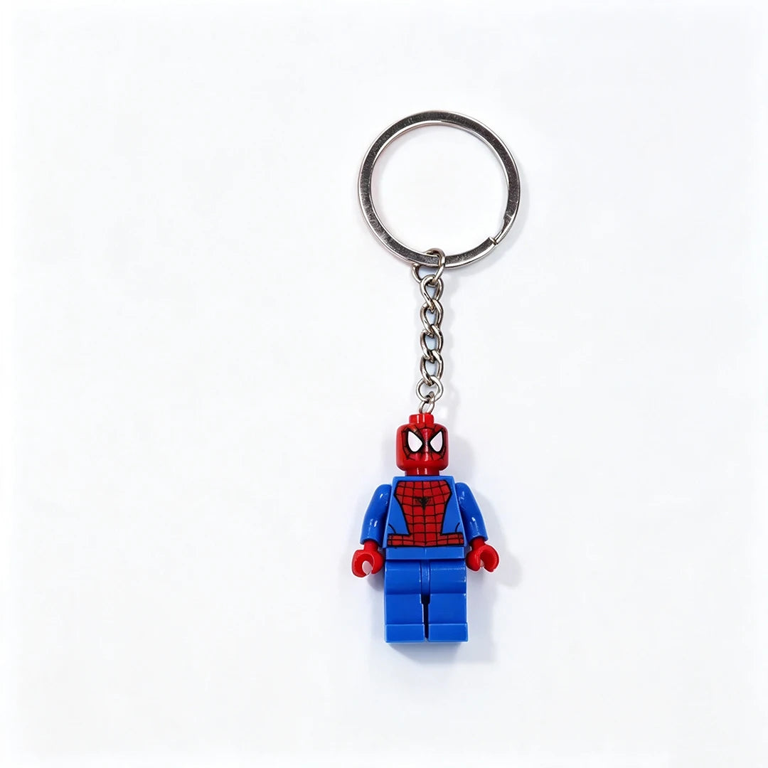 Superhero Building-Block Figure Keychain
