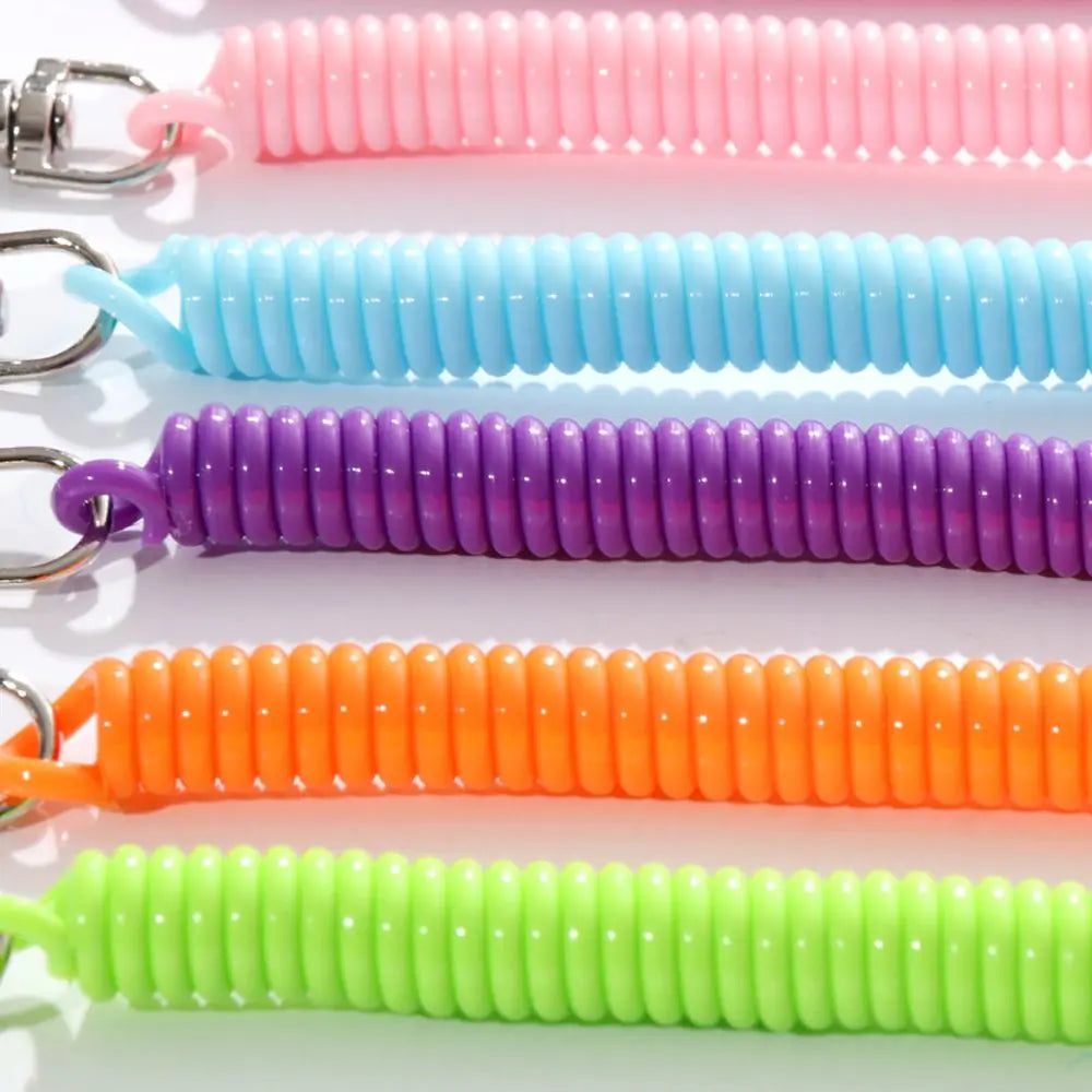 Spiral Stretch Cord Keychain with Carabiner