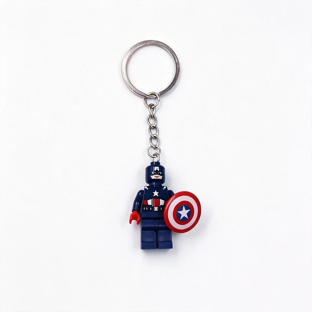 Superhero Building-Block Figure Keychain