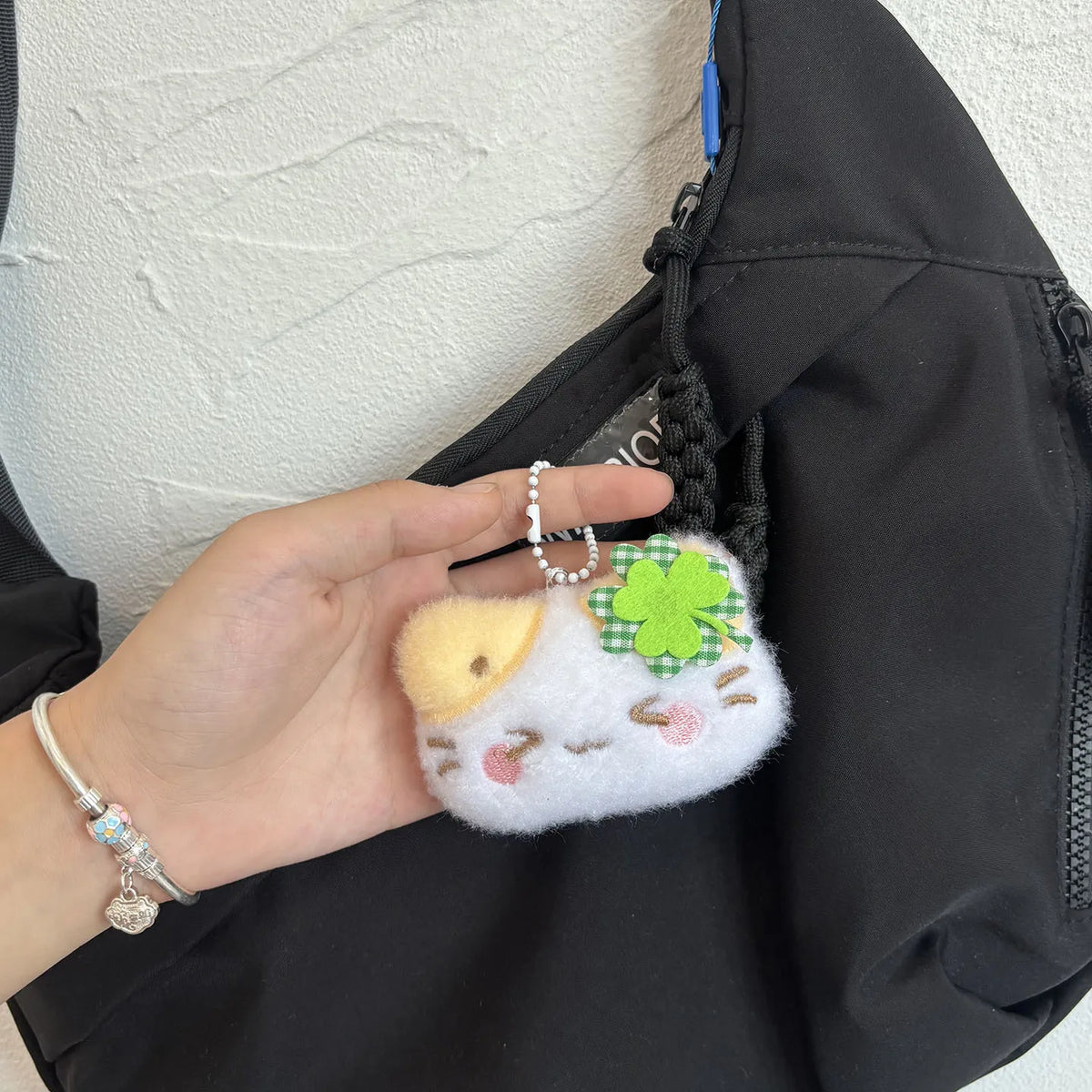 Clover Cat Plush Keychain