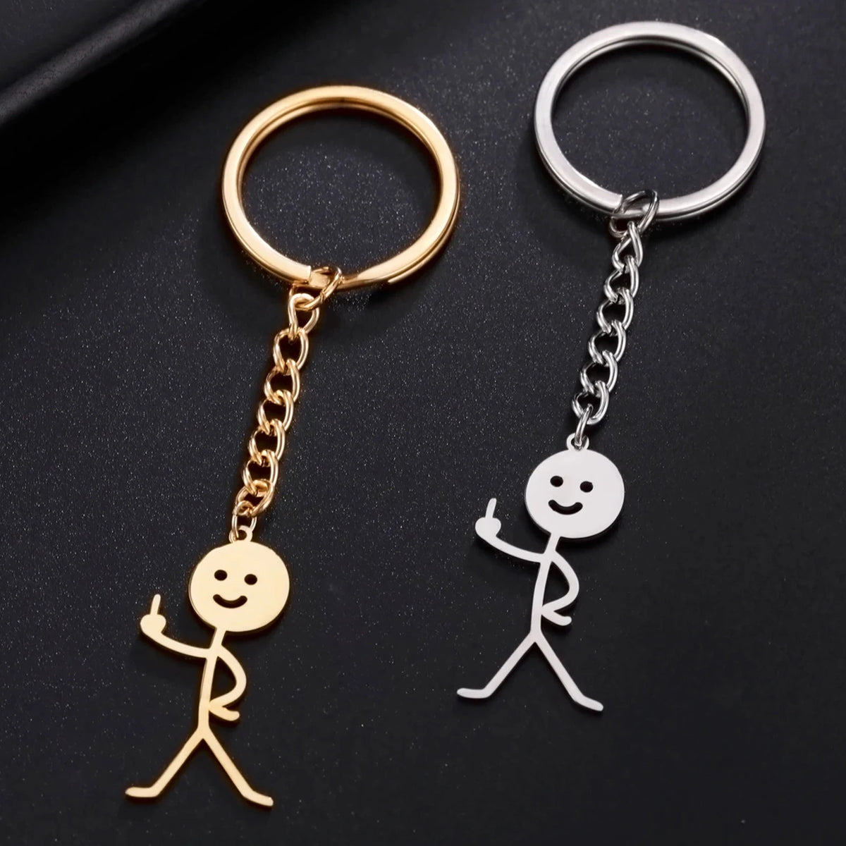 Middle Finger Stickman Keychain