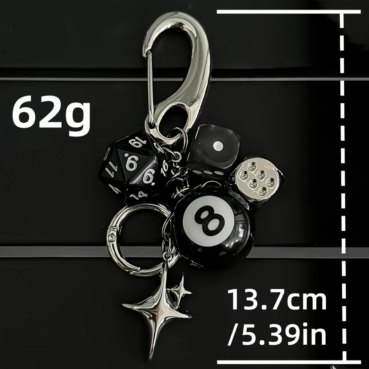 8-Ball & Dice Car Keychain