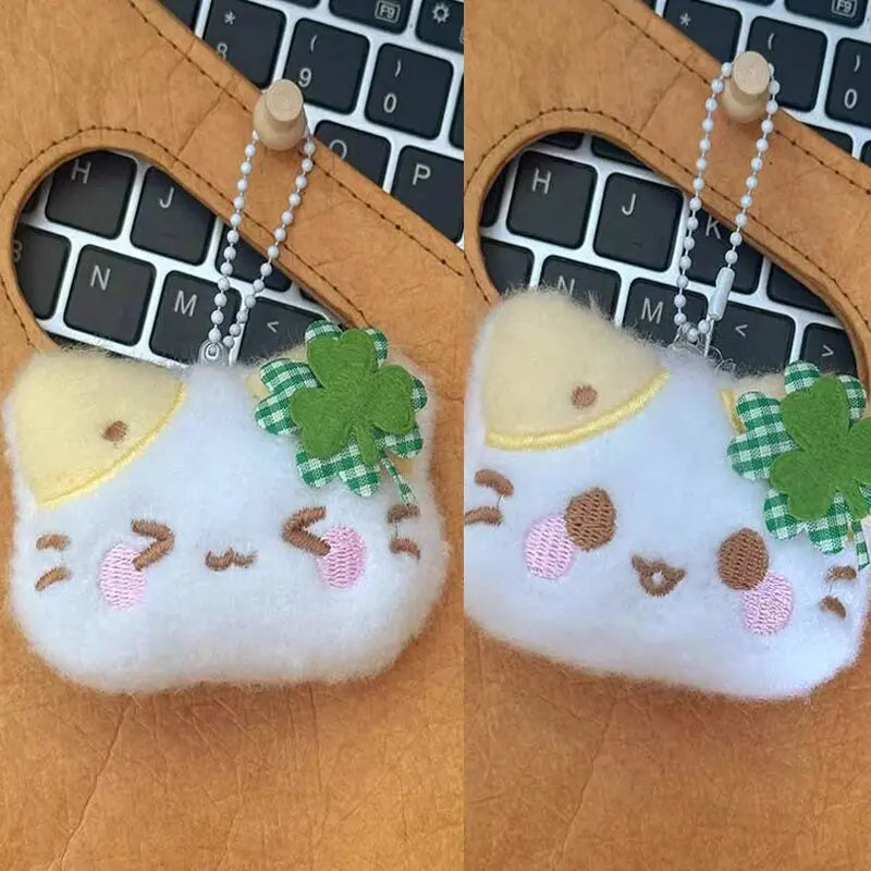 Clover Cat Plush Keychain