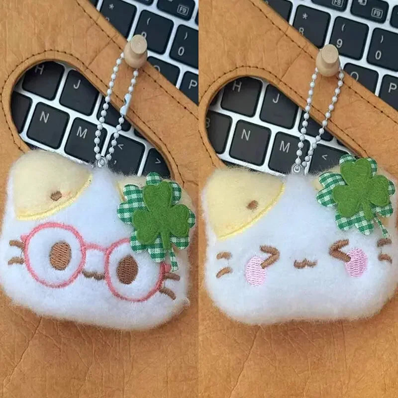 Clover Cat Plush Keychain