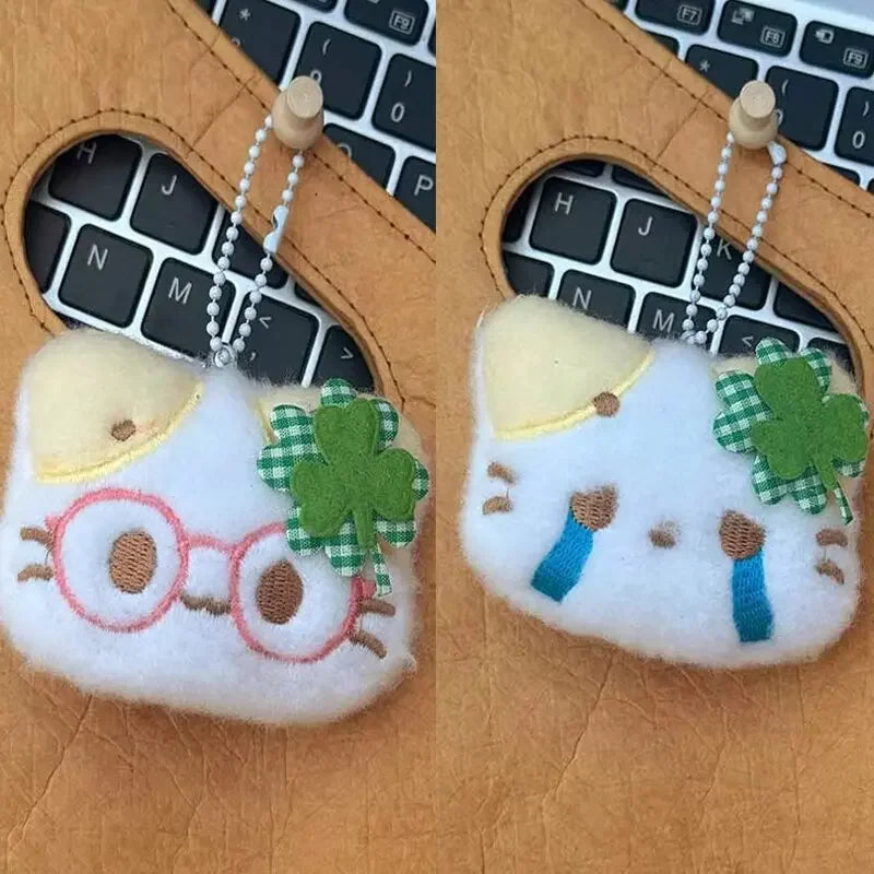 Clover Cat Plush Keychain