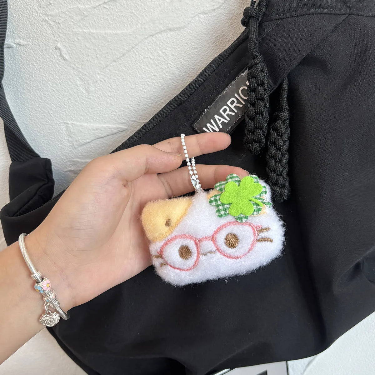 Clover Cat Plush Keychain