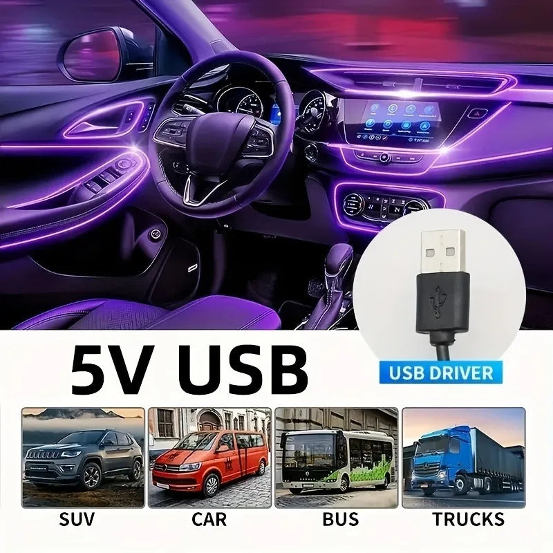 5M USB Neon Interior Light Wire