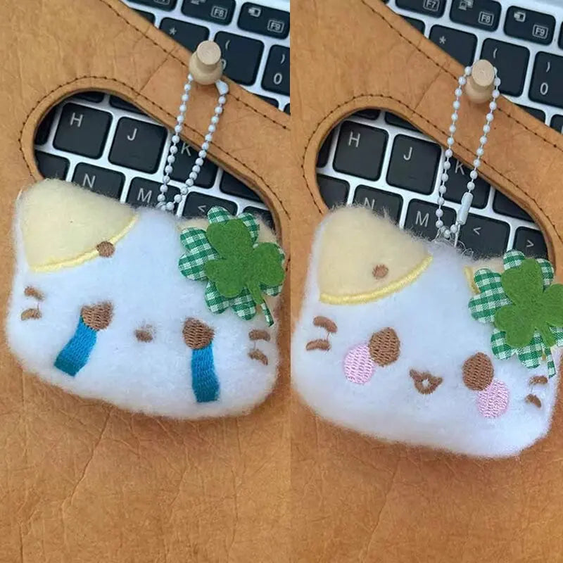 Clover Cat Plush Keychain