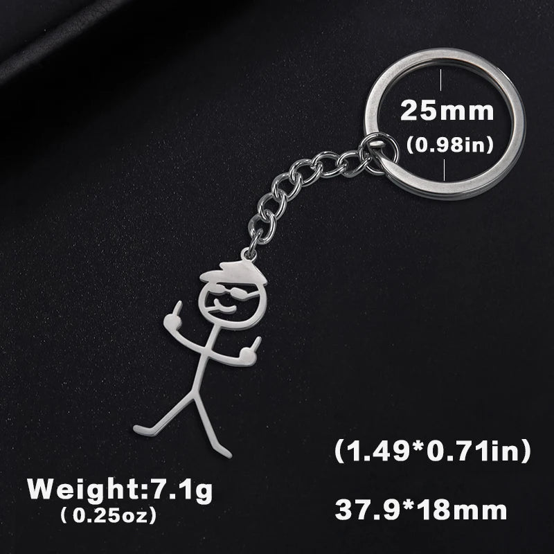 Middle Finger Stickman Keychain