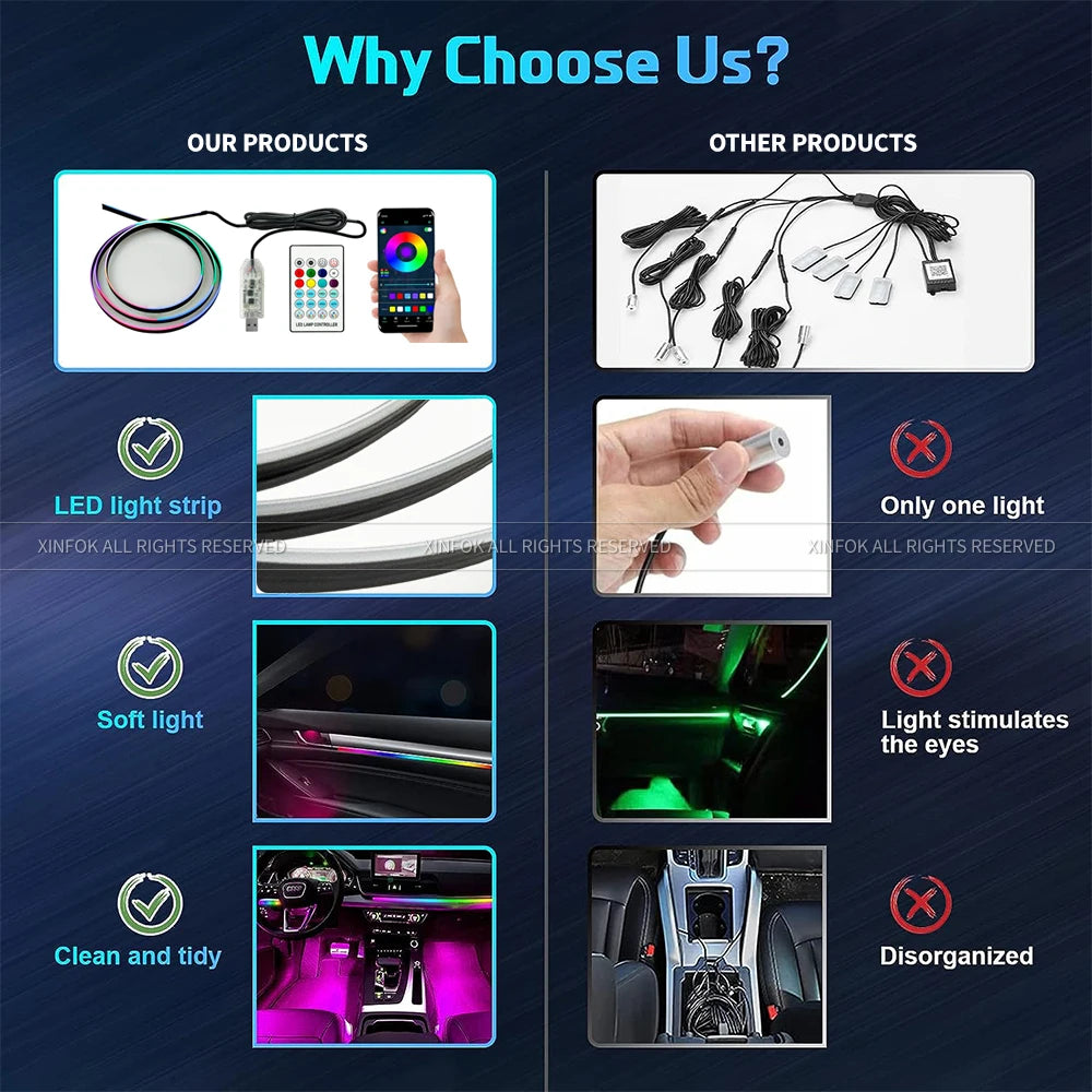 APP-Controlled Ambient Light Strips (110cm)