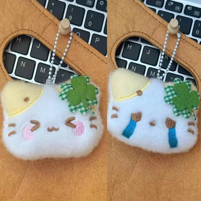 Clover Cat Plush Keychain