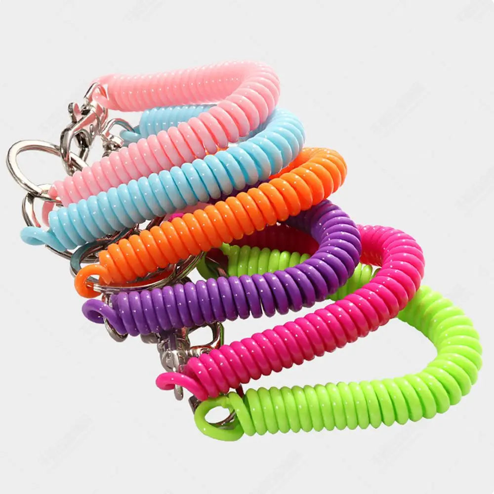 Spiral Stretch Cord Keychain with Carabiner